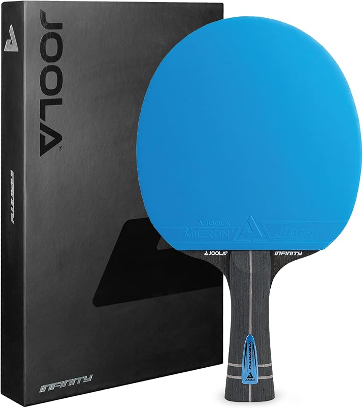 Palas de ping pong profesionales Infinity GL con funda de paleta - Cuchilla de fibra de vidrio de madera de 7 capas - Aprobado por la ITTF - Paleta de ping pong profesional para control y velocidad avanzados - Raqueta de tenis de mesa - Azul
