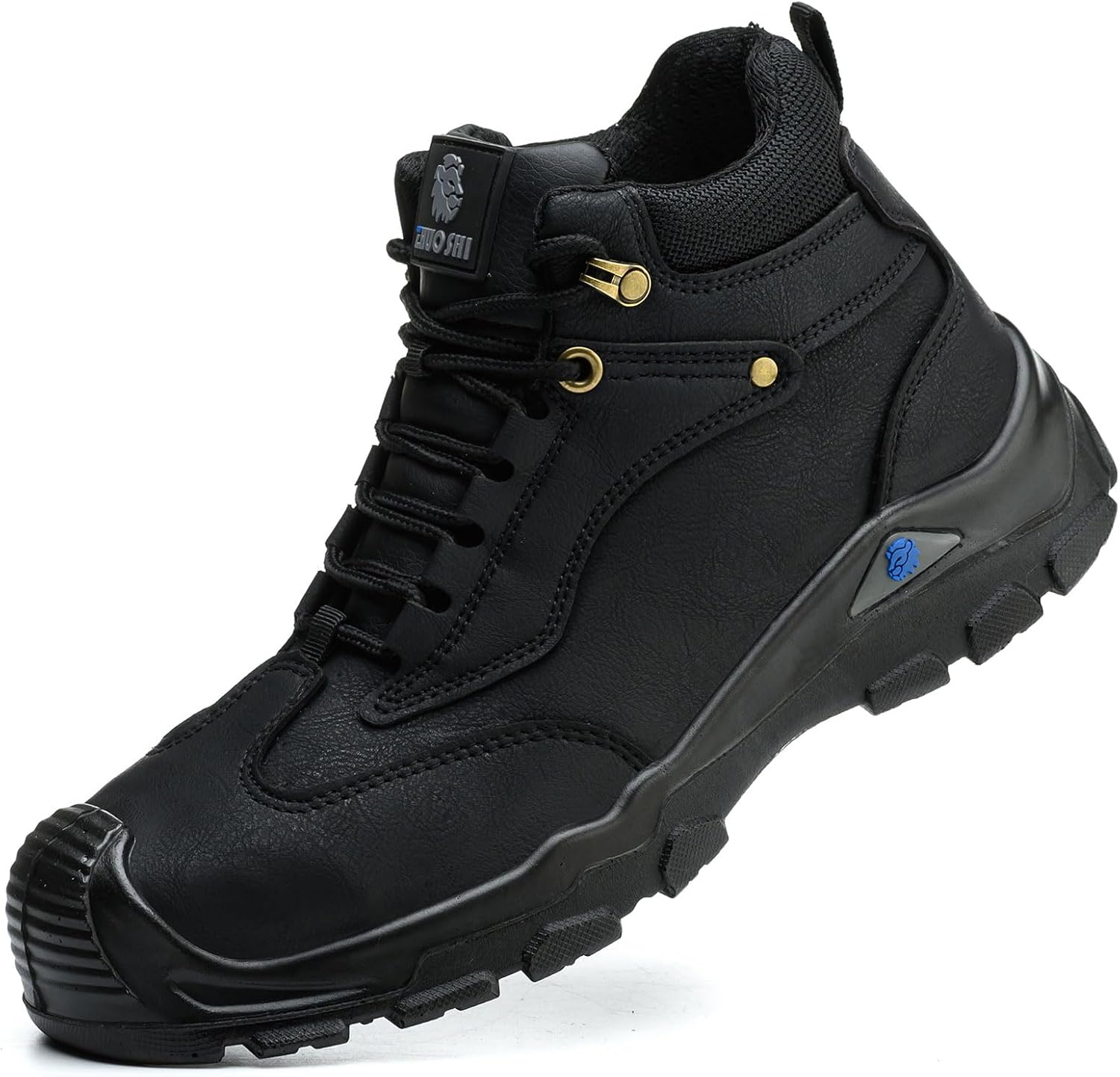 Steel Toe Work Boots for Men Welding & Construction Safety Shoes, Water-Resistant Leather, Slip & Puncture Proof, Industrial Work Footwear