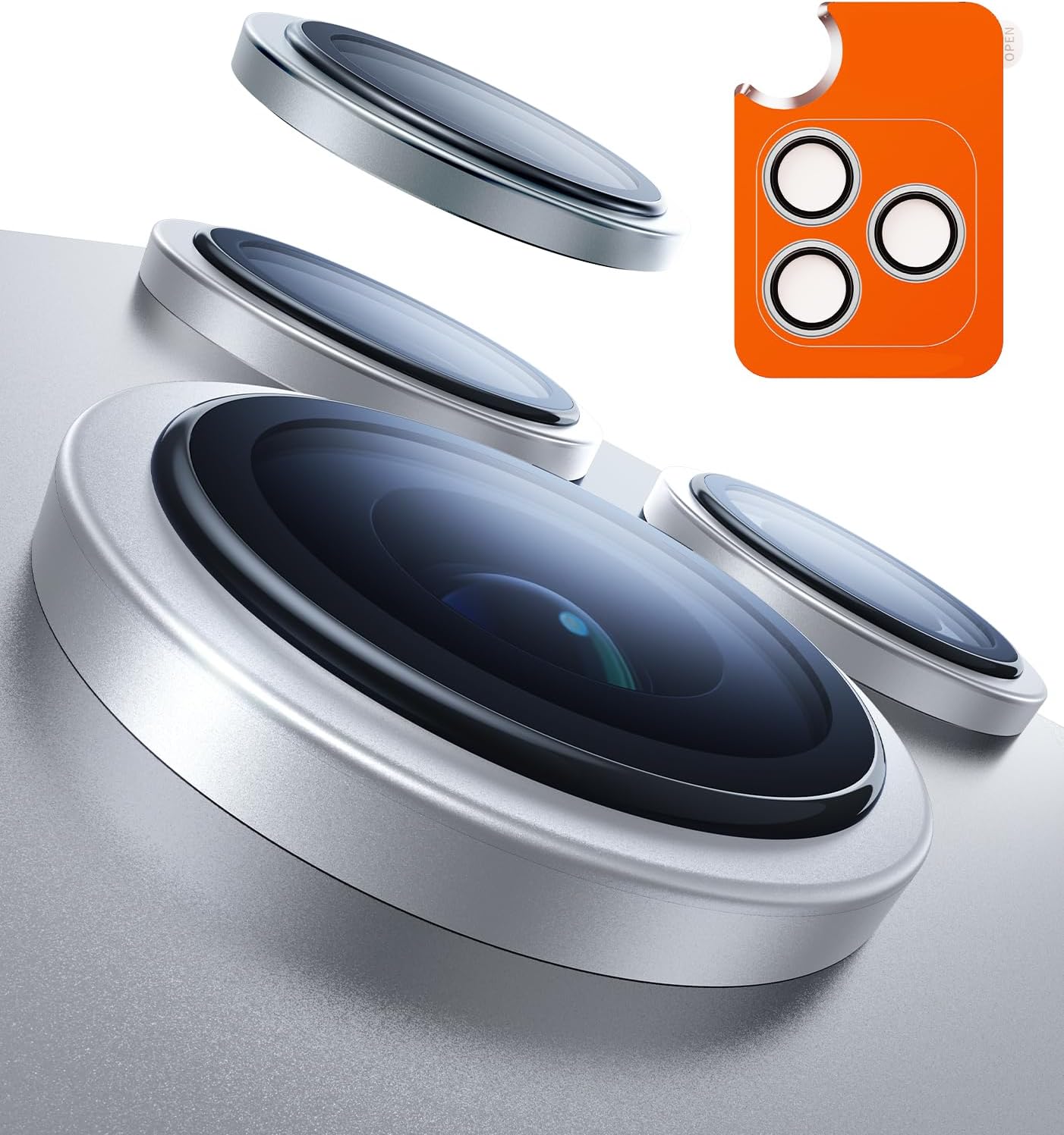 torras 3-year ultimate durability for iphone 17 pro max/17 pro camera lens protector-1:1 invisible fit & ultra clarity, military-grade 9h+ aerospace glass anti-scratch easy installation,silver iphone 17 pro max/17 pro silver