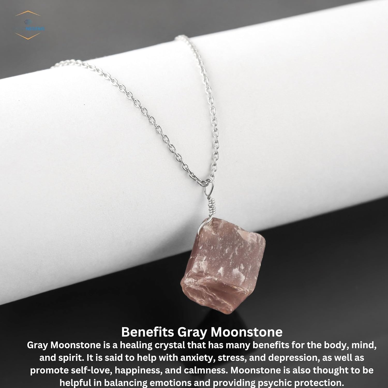 Raw Gemstone Necklace Silver - Image 3
