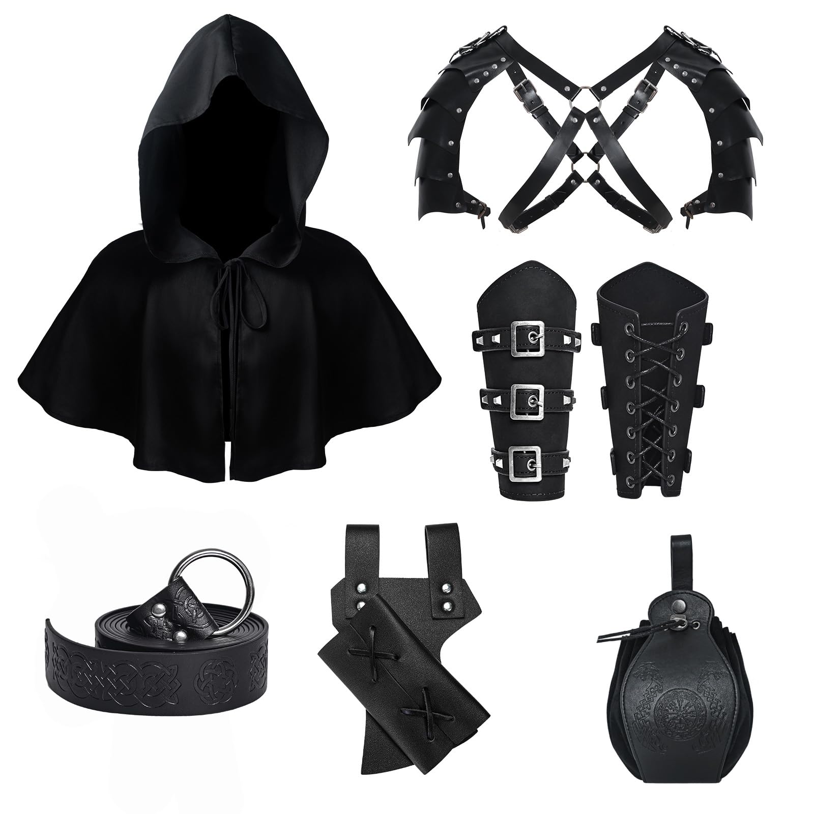 Accessori per cavalieri medievali, set di accessori retrò per cosplay, mago, Halloween