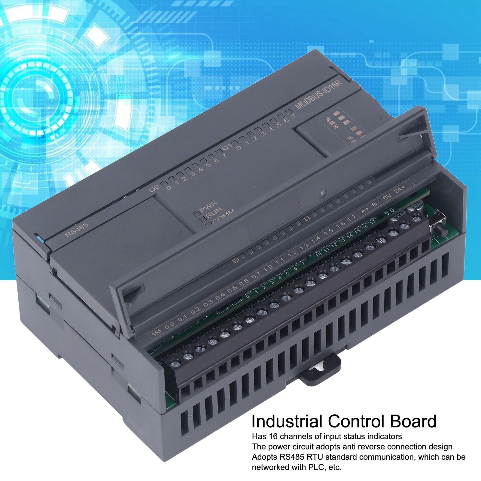 Cocoarm Przemysłowa Płytka Kontrolna PLC, ABS PCB Sterownik PLC DC24V, 16 wejść Transoptorowych 16 wyjść Przekaźnikowych RTU, do Kontroli Pozyskiwania Sygnału Przez Urządzenia Przemysłowe