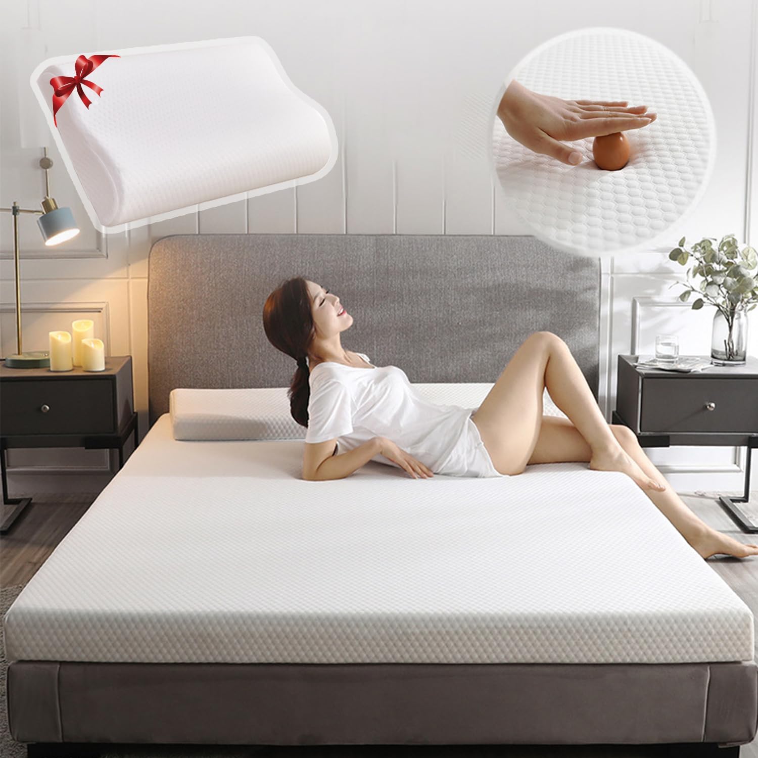 LIODUX Orthopedic Memory Foam Mattress with One Memory Foam Pillows, Comfortable Mattress, Breathable Bed Comfortable Mattress for Cooler Sleep Supportive, Spine Balance For Pressure Relief(120*200cm)