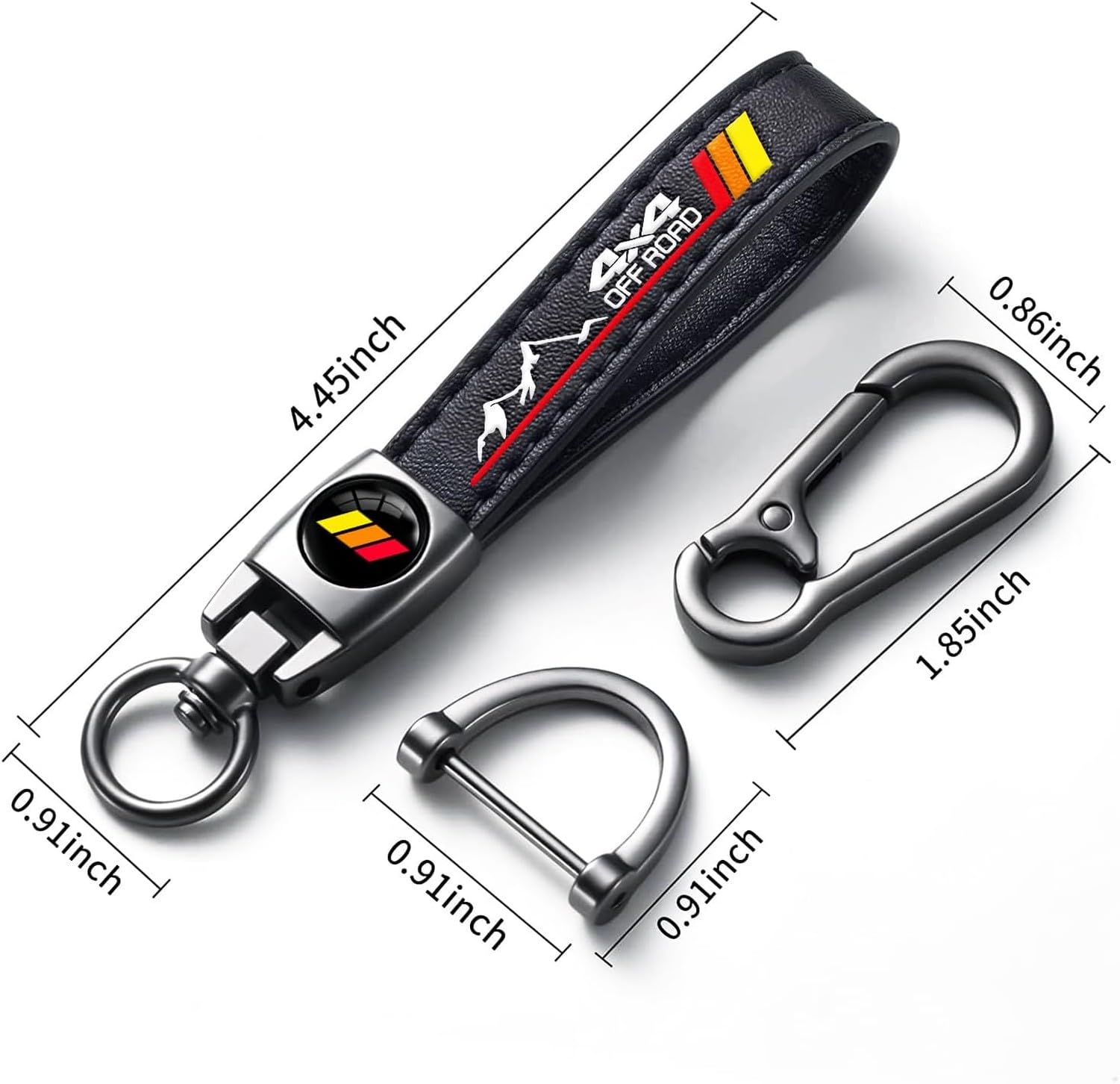 Llavero de Metal y Cuero para vehiculo 2021-2024 Accesorio de Llave GT automovil Cadena para colgar llaves con cierre, Rosso Tricolore 4x4, 2.6 Pollici-Cuoio