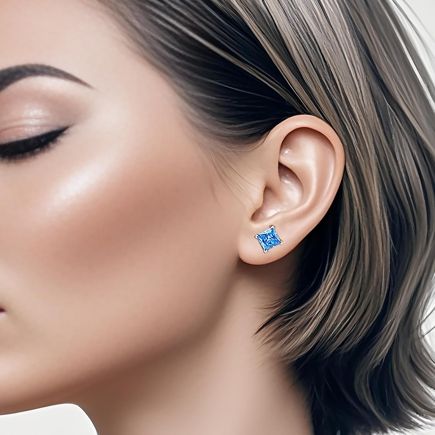 Moissanite Stud Earrings for Women, 0.8-2ct D Color, VVS1 Clarity, White Gold-Plated 925 Sterling Silver Stud Earrings, Anniversary Birthday for Women Men - Image 2