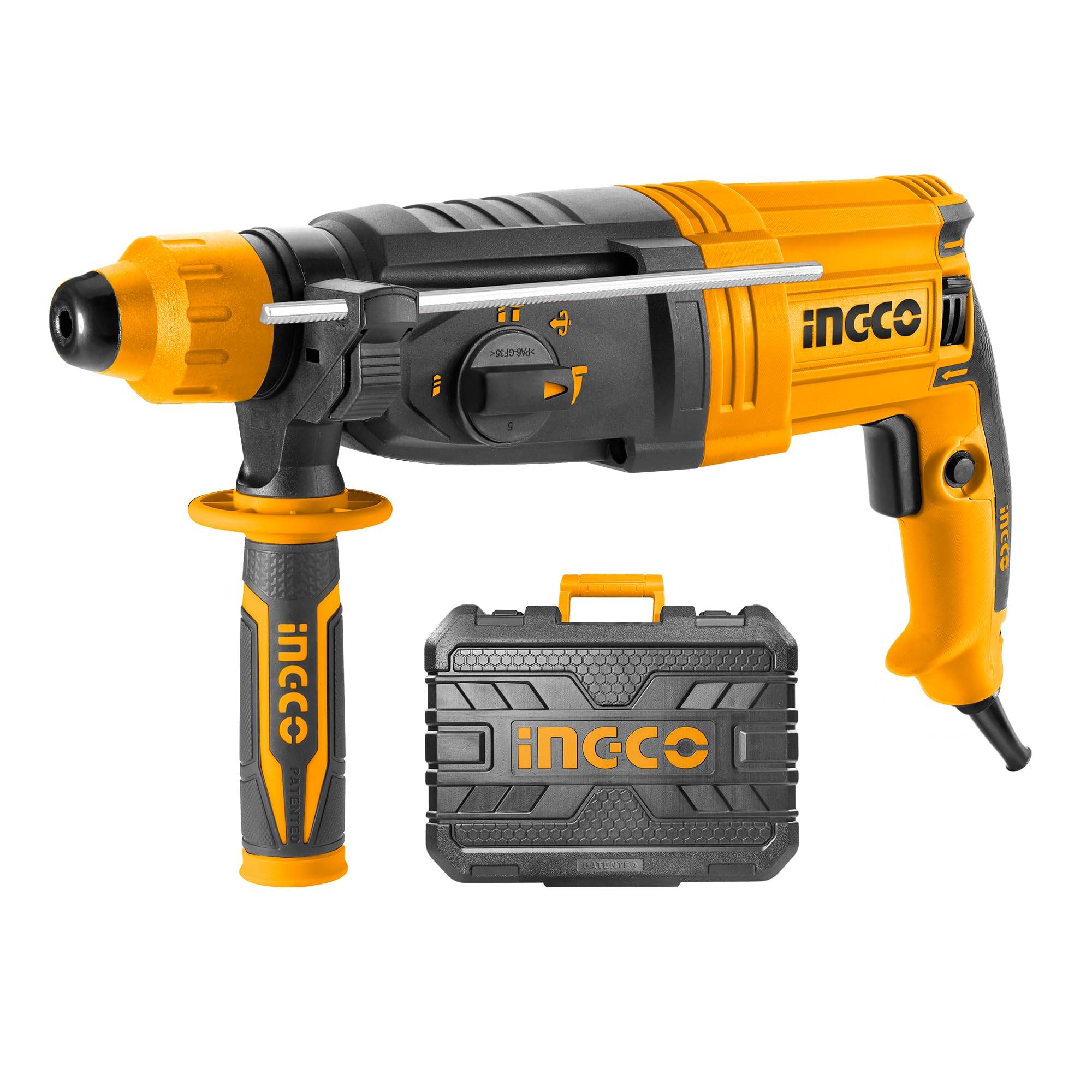 INGCO Corded Rotary Hammer 950W, 2.5J, 1050RPM, 4IN1 Function, SDS Plus Chuck System, 28mm in Concrete, Electric Hammer Drill With 3Pcs Drills, 2Pcs Chisels, Packed by Carrying Case-picture-28