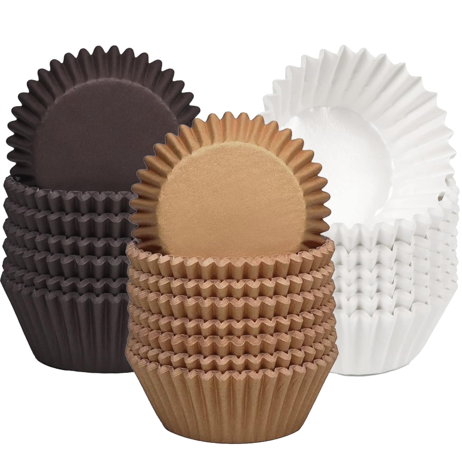 BananaHome300pcs Non-stick Standard Cupcake Liners for Baking,Food-grade Cupcake Wrapper,Greaseproof Paper Parchment Muffin Liners for Wedding Birthday Party Baby Shower Festivals (300, 3 colors)
