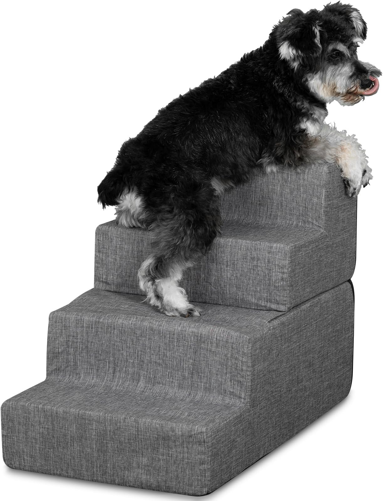 Dog Stairs Foam Pet Steps for Small Dogs Foldable High Bed Dog Stairs 20 inches High for Medium Dogs 4 Step Dog Joint Care Ramp Up to 66 LBS Indoor Outdoor (Foam Cation)