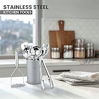 Vista 5 de Avador® Premium Set of 10 Stainless Steel (GREY HOLDER) Kitchen Tool Set with Holder Easy To Clean, Space Saving, Great for Cooking, Baking, Gris