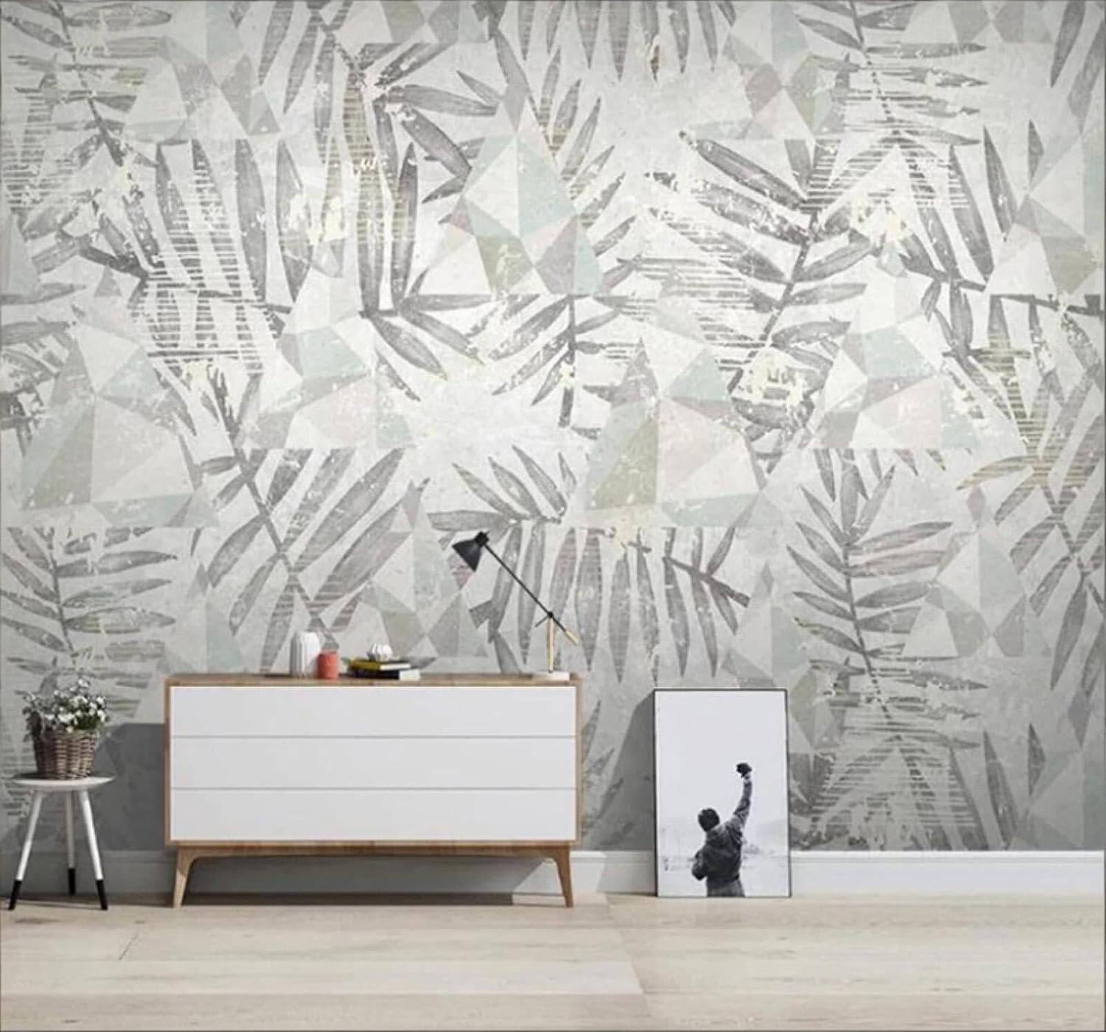 Papier peint 3D soie feuilles rétro pour masquer défauts muraux