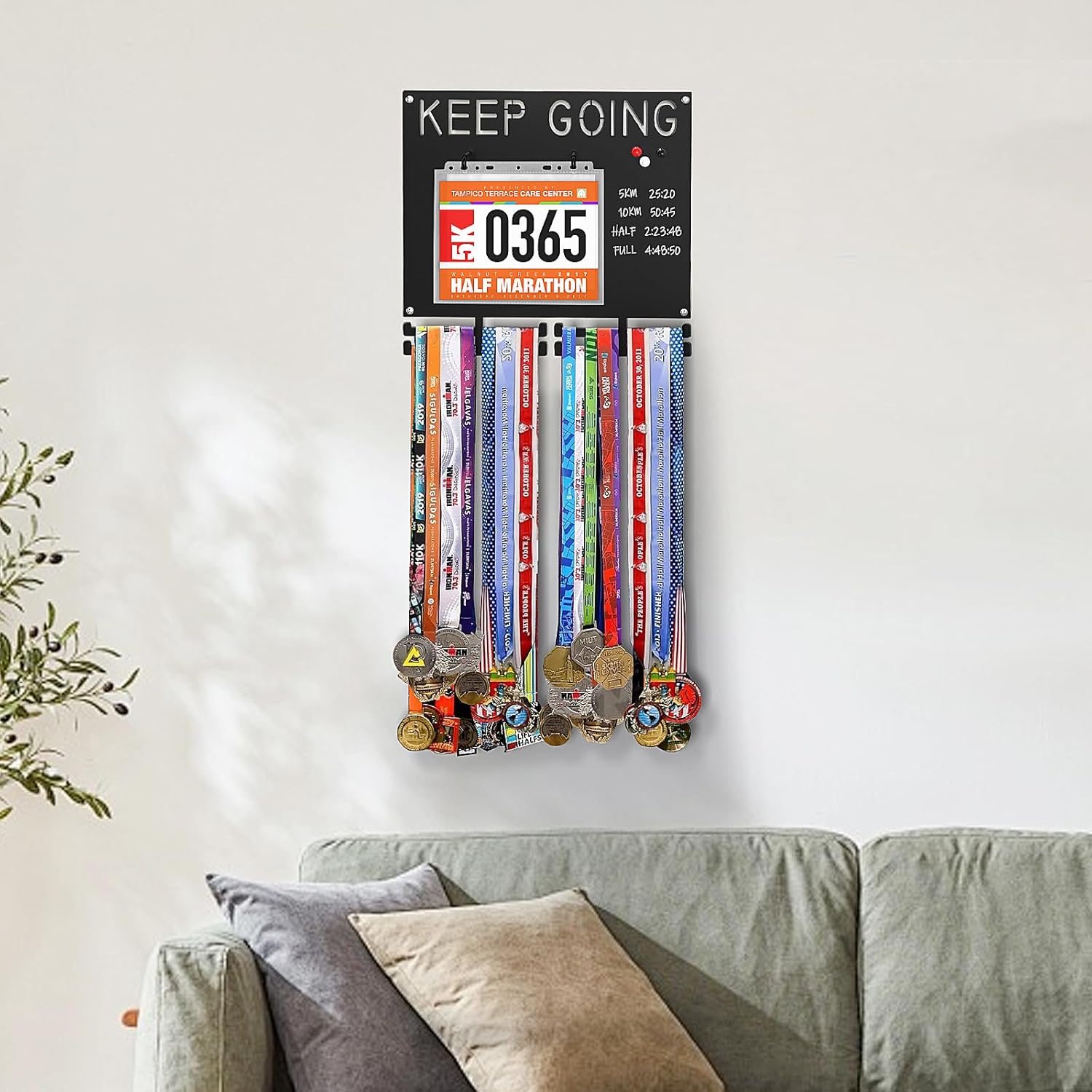 Race Medal Display Heavy Duty Iron Bib and Medal Display for Runners Holds 50+ Medals & Race Bibs Marathon Medal Holder Wall Hanger Includes 10 Bib Storage Bags 1 Washable Marker 3 Magnets