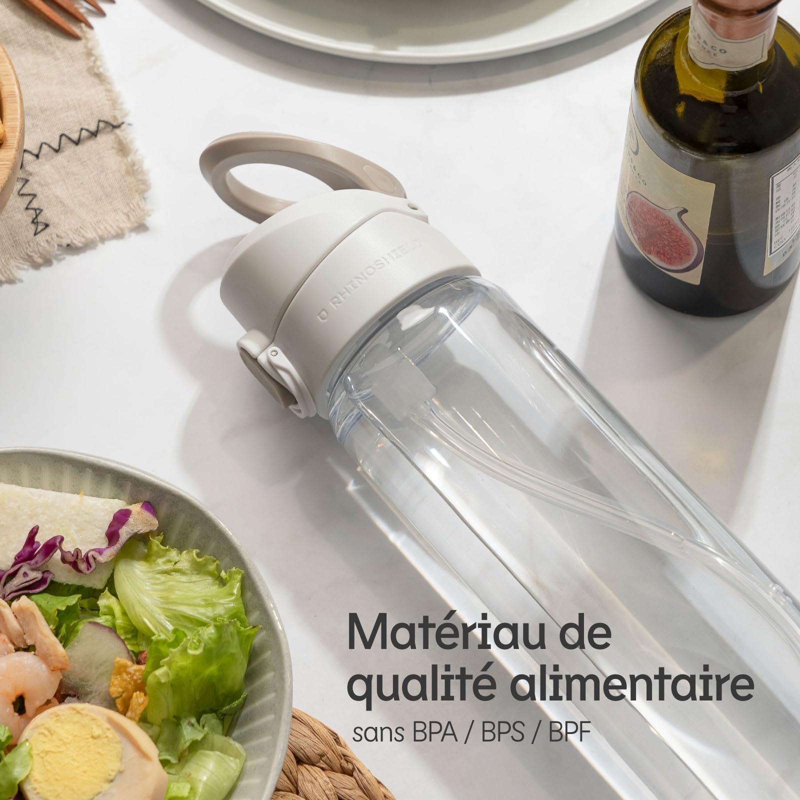 RhinoShield AquaStand Gourde isotherme magnétique 700ml - Noir | Acier inoxydable, bouteille de sport avec paille, poignée compatible MagSafe, trépied avec angles ajustables, étanche