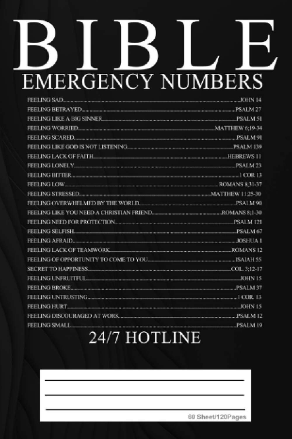 bible emergency numbers: Bible Emergency Hotline Numbers Cool Christian Notebook/ Journal Book to Write in, Lovely Lined Designed Interior (6” x 9”), 120 Pages