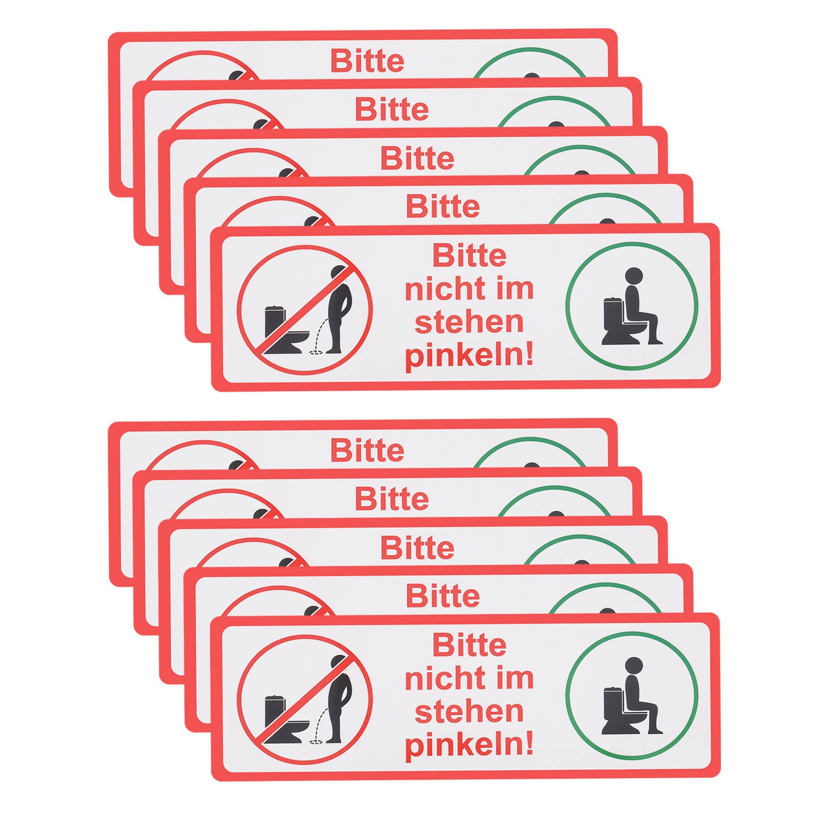 Sg Store 10Pcs 15X5cm Pvc Adhesive Sticker Toilet Please Don't Pee Standing Up Reminder Sign