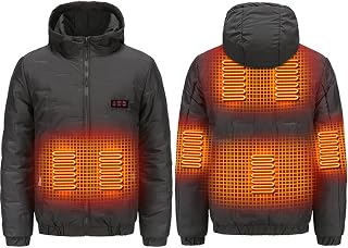 MIXXIM 7 Zones Heated Jacket, Smart Temperature Control USB Electric Heating Jacket for Man Woman Hiking, Skiing, Camping