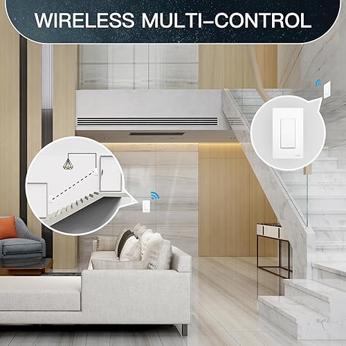 Miniatura 3 de MoesGo Interruptor de luz inteligente WiFi de 2 generación, interruptor de pared inteligente de 3 vías, WiFi de 2.4 GHz, requiere cable neutro,