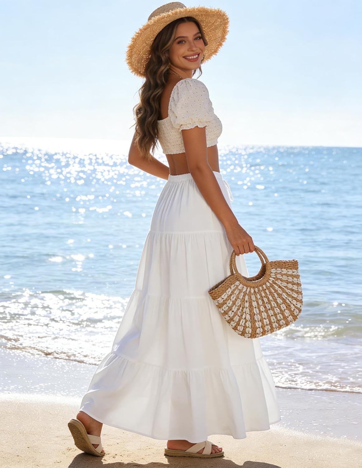 Scarlet Darkness Long Skirts for Women Flowy Boho Tiered Renaissance Maxi Skirt with Pockets - Image 3