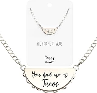 Taco Necklace – You Had Me at Tacos Pendant – Cute Charm Gift for Any Friend Who Loves Tacos – in Gold and Silver