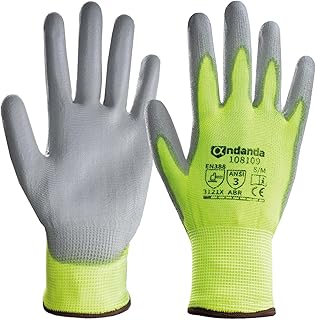 ANDANDA 1 Pair Work Gloves for Men, Yellow Nitrile Coated Gardening Gloves, Safety Work Gloves Suitable for General Duty Work like Garden/Logistics/Assembly/Utilities&Public Works/Warehouse Large