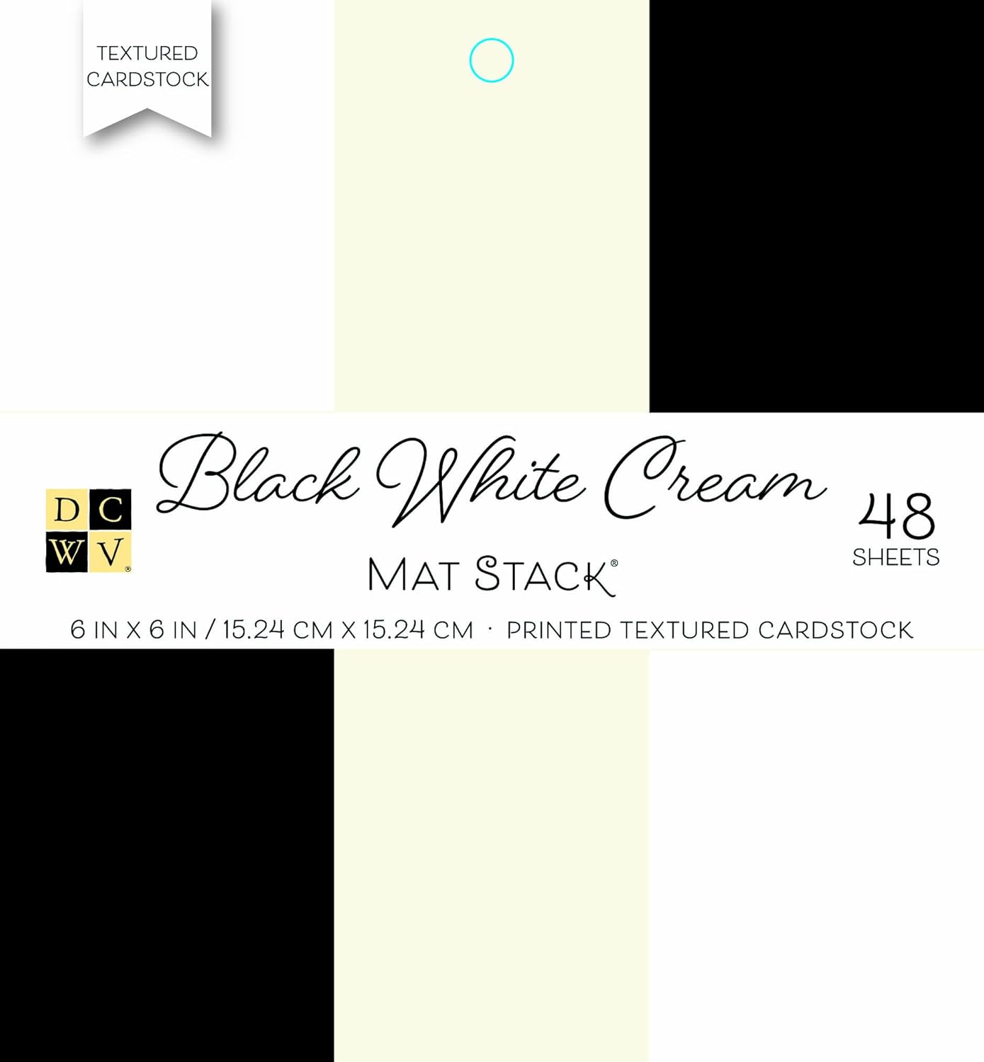 DCWV PS-006-00094 Card Stock 6"x6" Black, White, Cream Cardstock Stack
