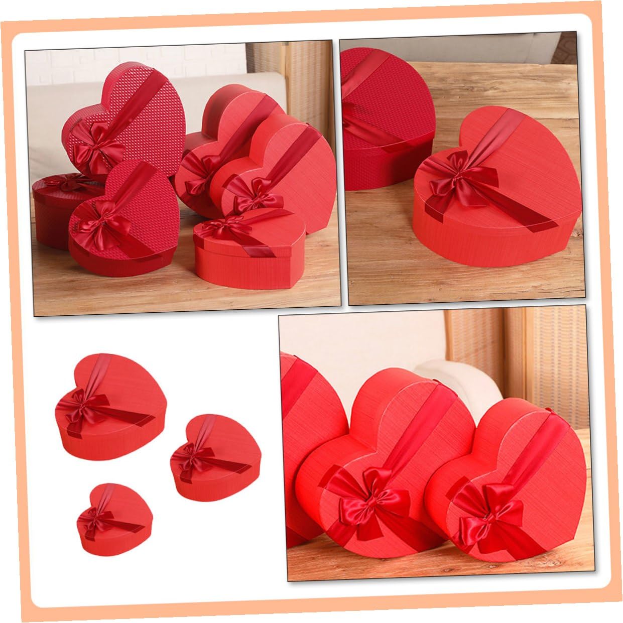 ibasenice Herzförmige Geschenkbox aus Papier mit Deckel für Valentinstag und Geburtstag