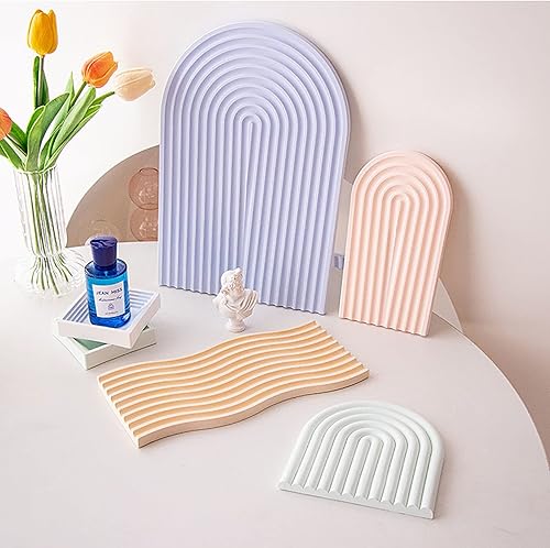 Miniatura 5 de Juego de 2 bandejas de silicona de resina de silicona moldes de fundición de silicona epoxi en forma de onda para tazas de frutas y dulces soporte