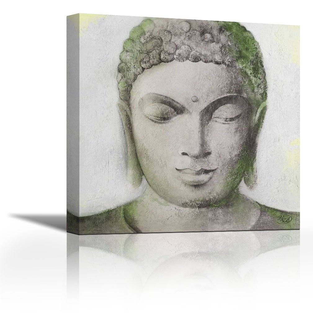 CanvasArtCenter Peaceful Buddha Green Fine Art Print on Canvas Wall Decor Art Painting