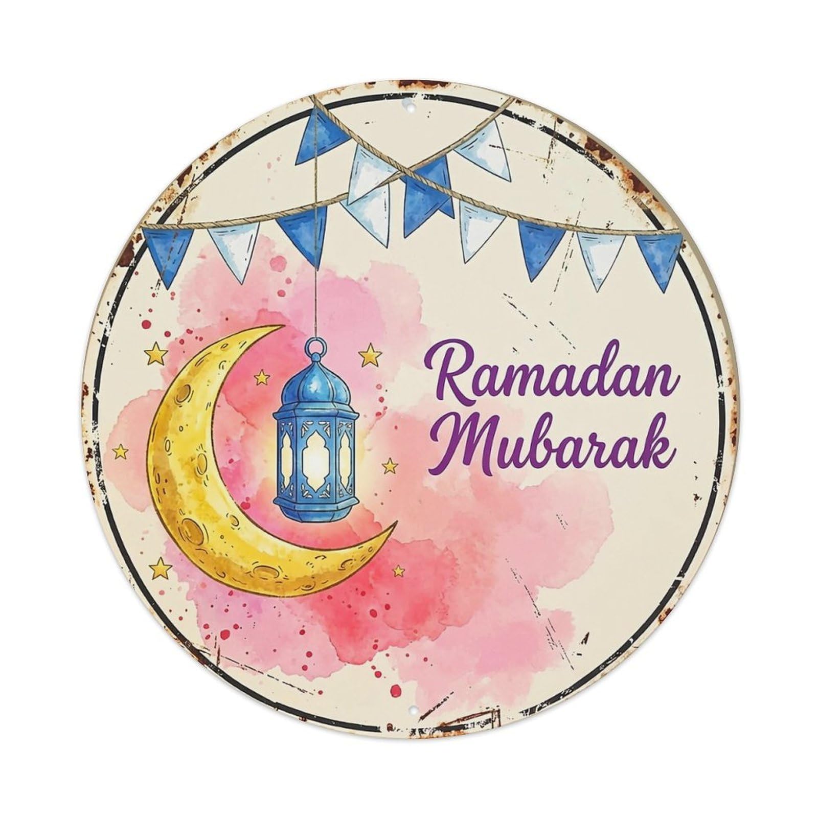 Jdyansheng Vintage Ramadan Moon Lantern Bunting Design Tin Sign Metal Poster Metal Signs For Home Man Cave Bar Cafe Kitchen Laundry Room Wall Decorations 8X8 Inches