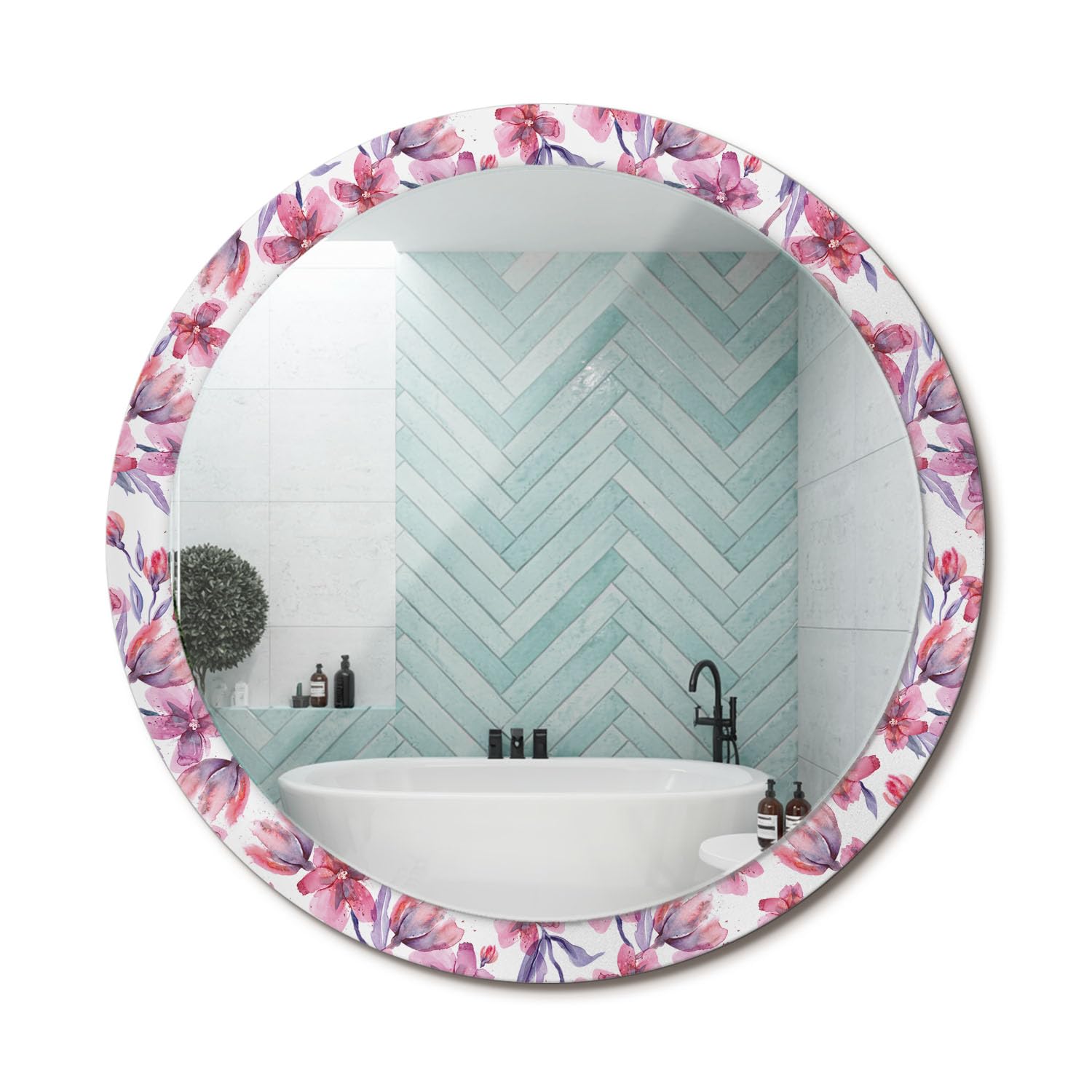 Miroir rond original fi100 : illuminez un mur sombre grâce au cadre en verre aquarelle