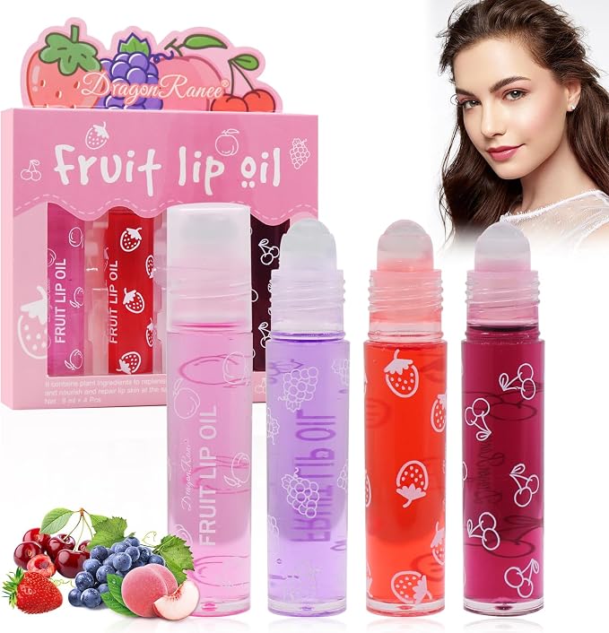 IYARKAI® Roll On Glitter Lip Gloss, 4 Colors Roll On Lip Gloss Set, Lip ...