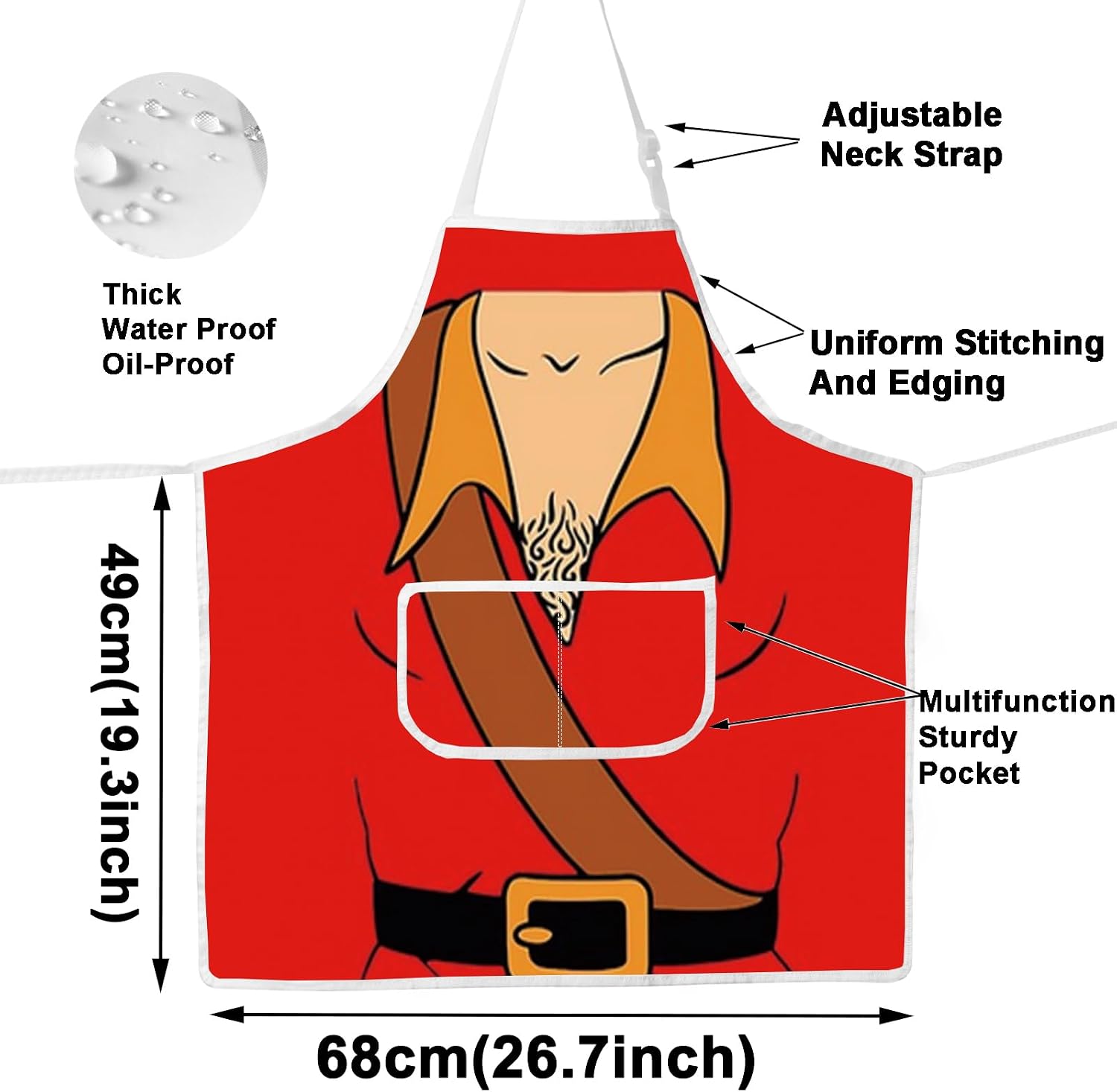 WZMPA Villain Gaston Cooking Apron Gaston Fans Gift Gaston Themed Grilling Apron Cartoon Gaston Merch image 2