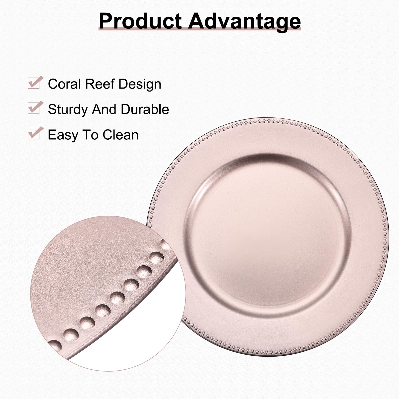 uxcell Lot de 10 assiettes rondes en plastique de 33 cm pour dîner, fête de mariage, événement, décoration de table, or rose, a23122800ux0998