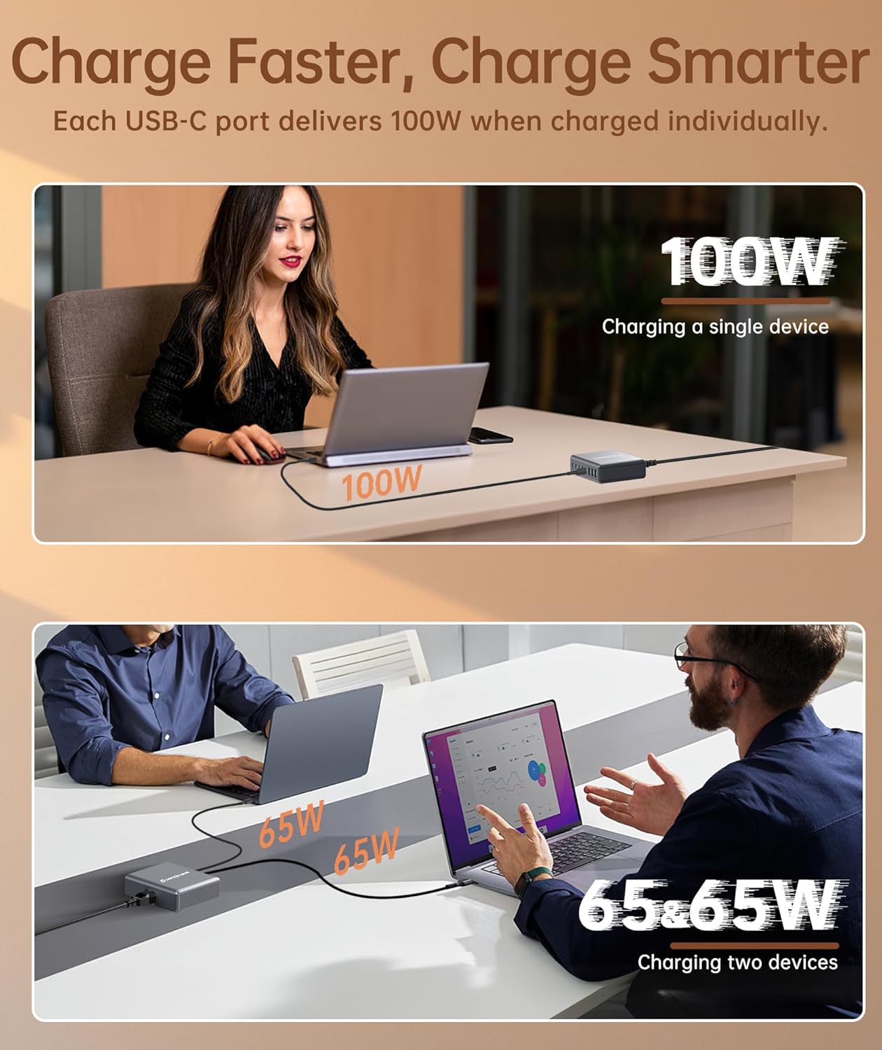USB C Charger Block 560W 8 Ports, SMEIWANR USB Charging Station PD 3.0 GaN, Multi Ports Fast Charger Adapter for MacBook Pro Air, iPhone, Samsung etc. (Grey, 560)