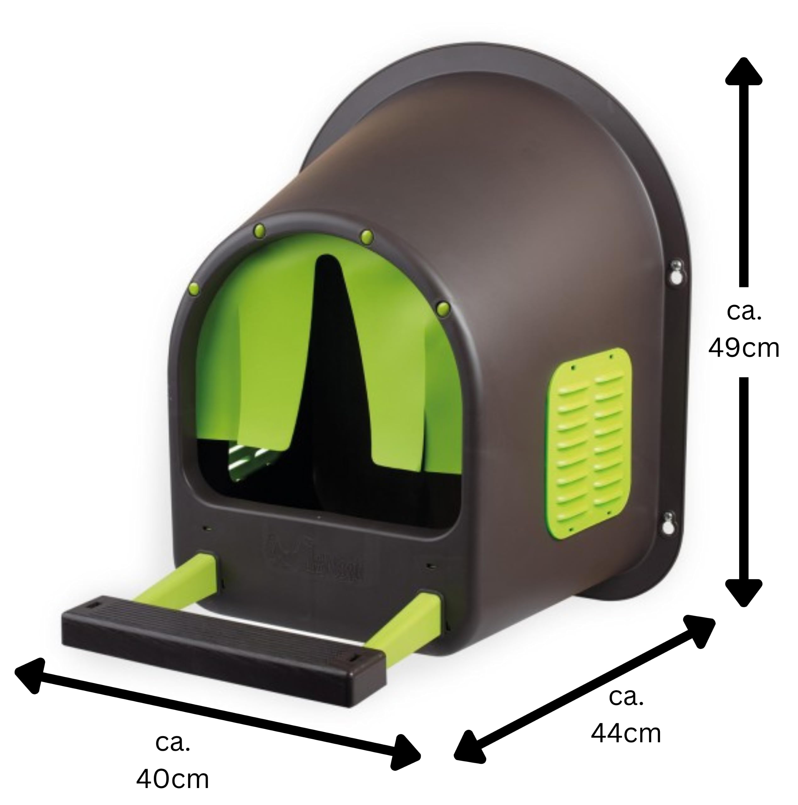 MyCozynest Legenest für Hühner - 5 Stück, bis zu 25 Hühner, Braun/Limettengrün, Robust und Leicht zu Reinigen, Wandmontage, 44 x 40 x 49 cm, Kunststoff, Hühnernest/Geflügelnest