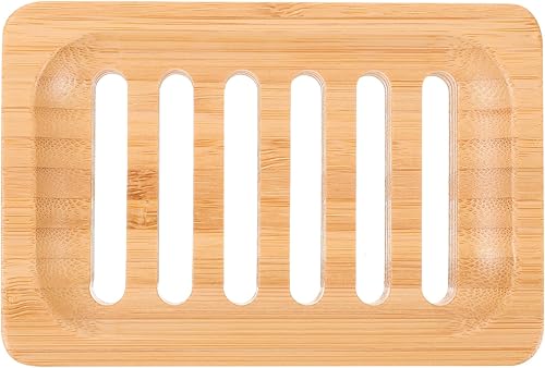 Jabonera de madera autodrenante, soporte para jabón, bandeja de jabón ranurada, bandeja para fregadero, soporte para esponja de ducha para baño e