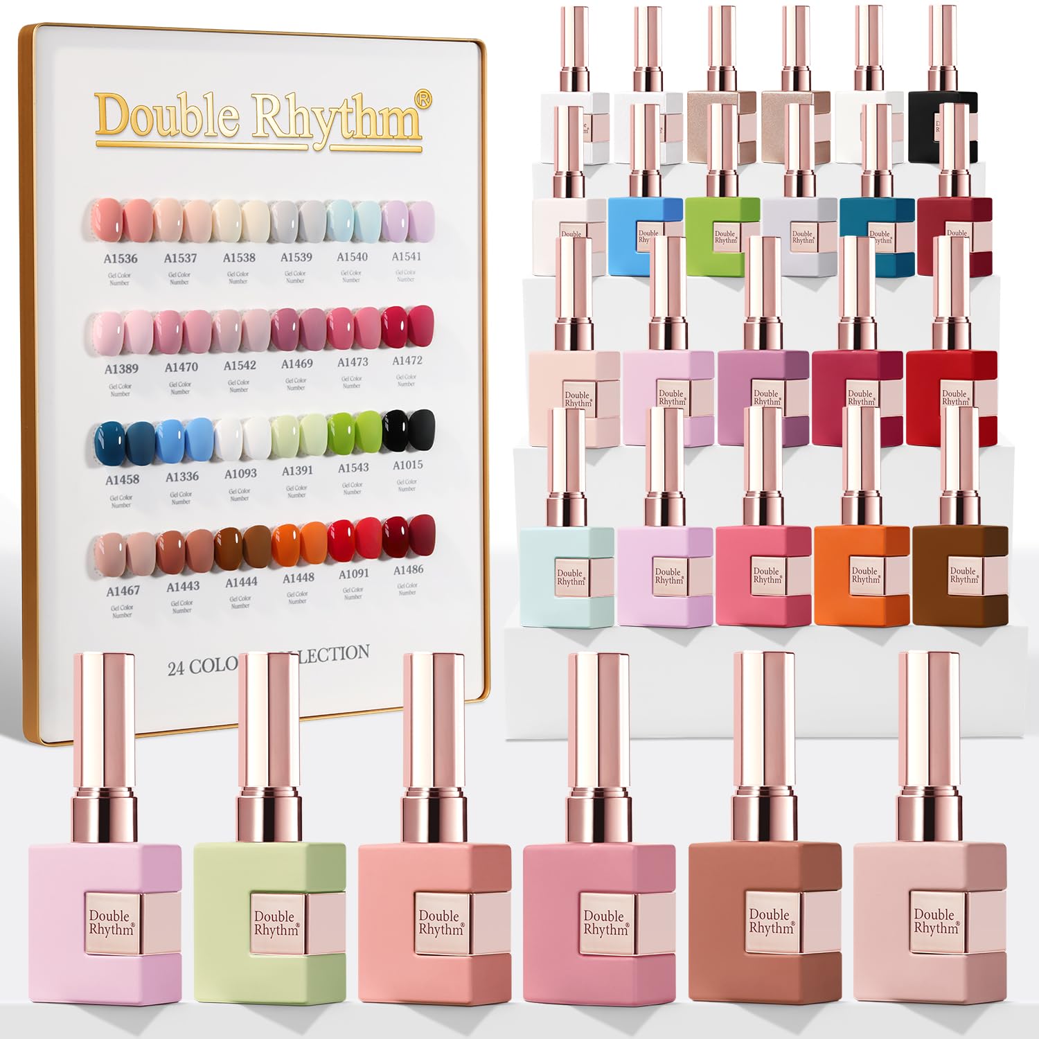 Double Rhythm 28Pcs 0.5Oz Gel Nail Polish Set Same Color Same Bottle Gel Polish Kit Nail Art Manicure Salon DIY at Home for Women (White Pink Collection-T24-2)