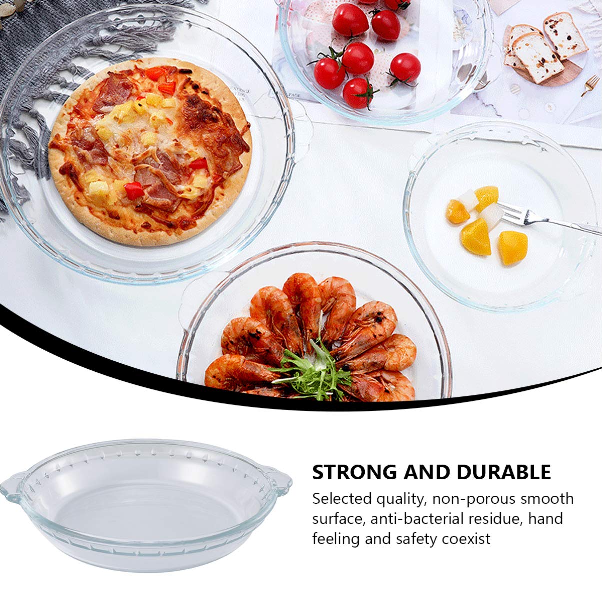 Portionsteller, Unterteilte Essteller, Der Diät-Kontrollteller, Pizzaform aus Glas, Kuchenform Glas: Wiederverwendbare Kuchenbackplatten mit Griffen, Transparente runde Backform
