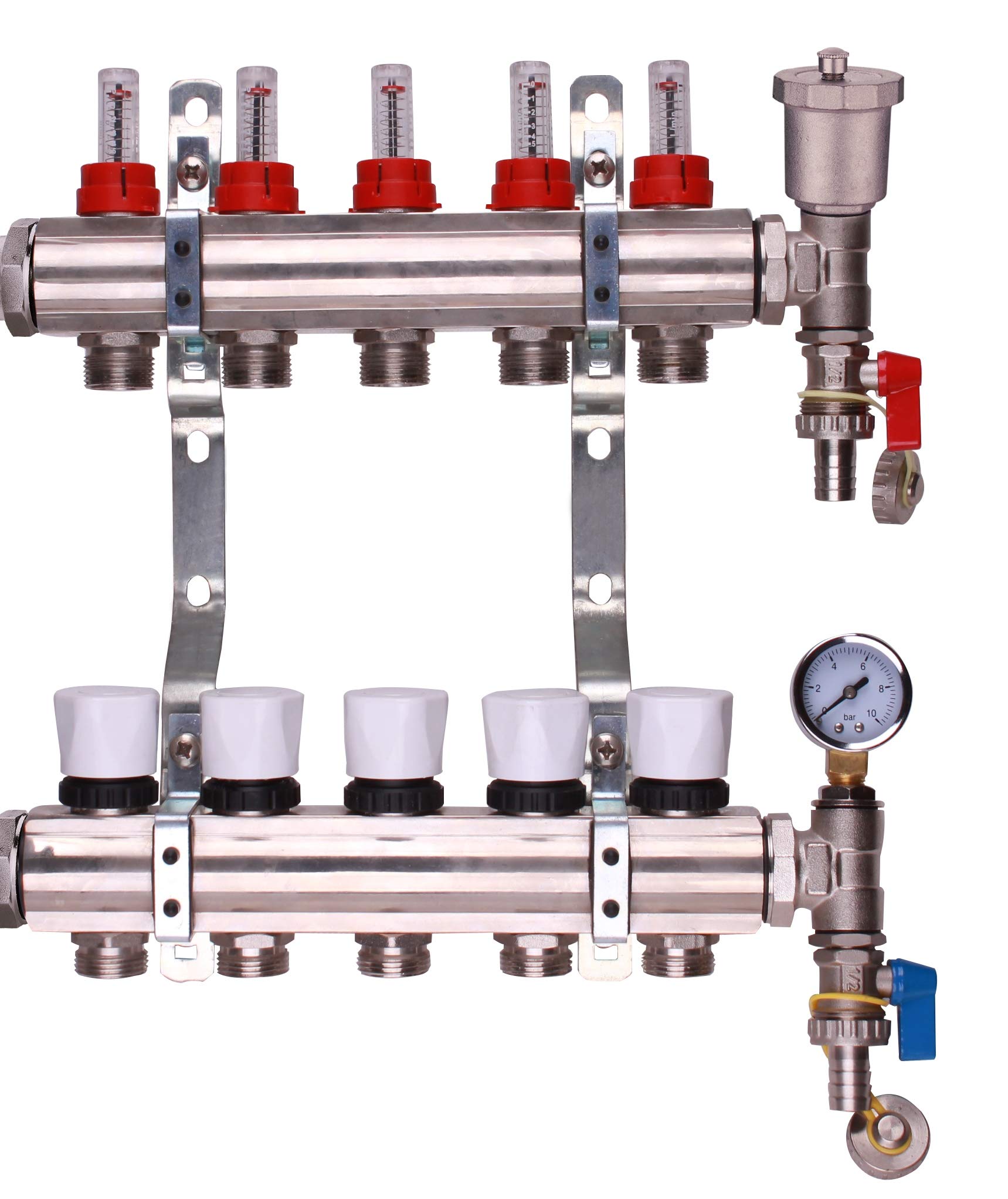 Stainless Steel Underfloor Heating Manifolds 2-12 Port Options (5 Ports)