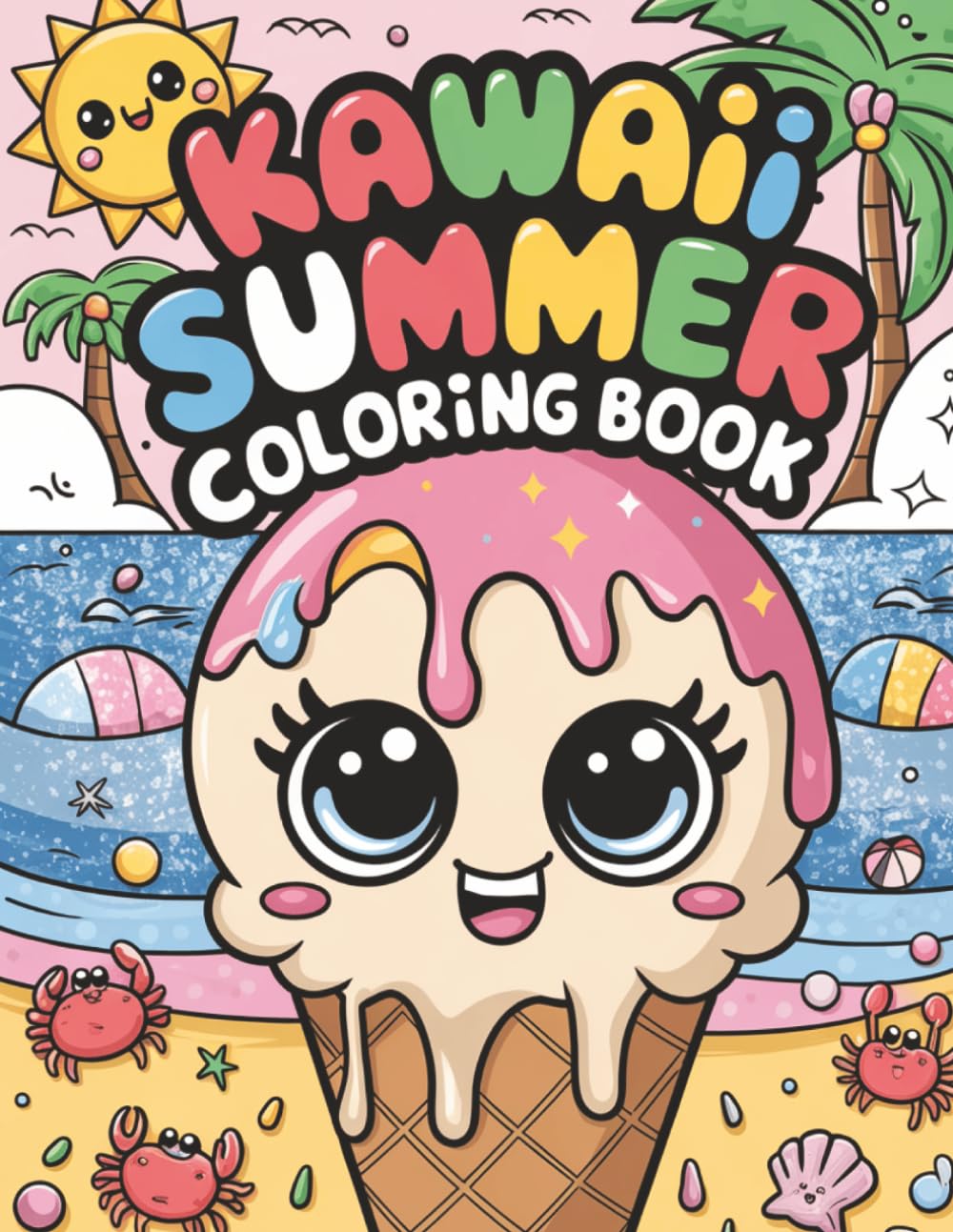Kawaii Summer Coloring Book: Sweet and Sunny Kawaii Illustrations for a Relaxing Summer (Bold & Easy Coloring Books)