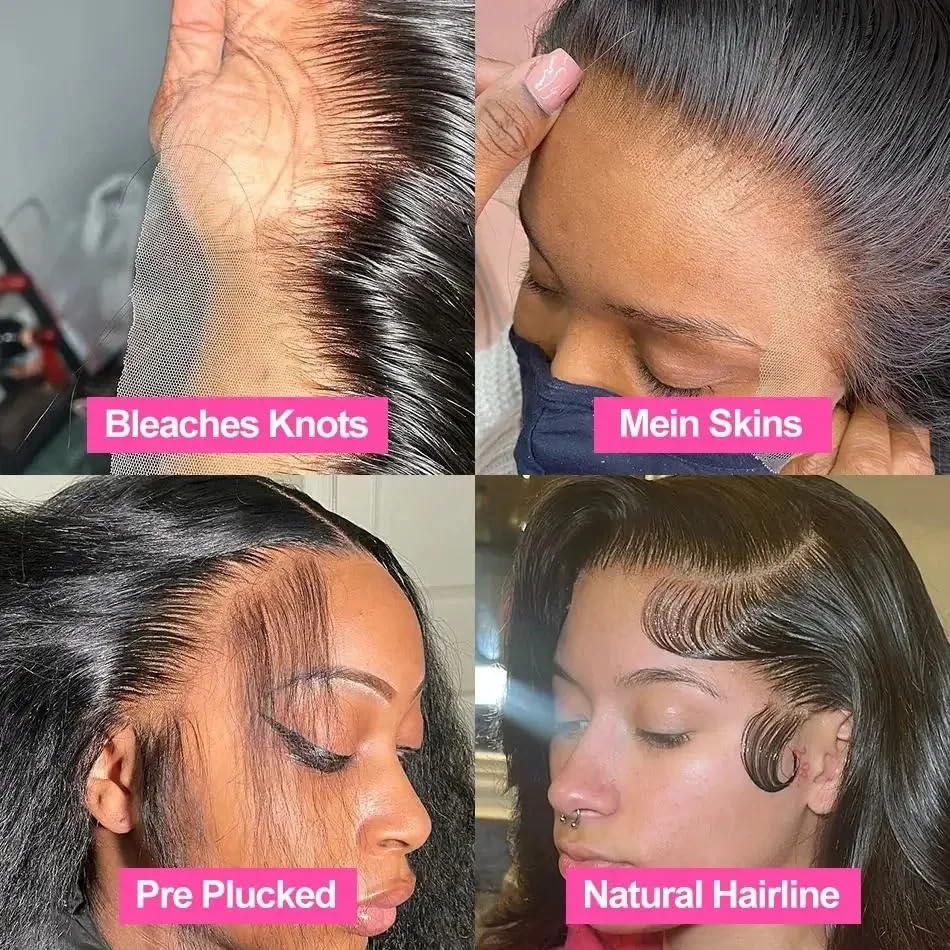 wigs 100% Vietnamese Super Double Drawn Bone Straight 13x4 Frontal Bob Wig with Human Hair Natural Black 180% Density For Black Women hairpiece(NATURAL BLACK_16INCHES)