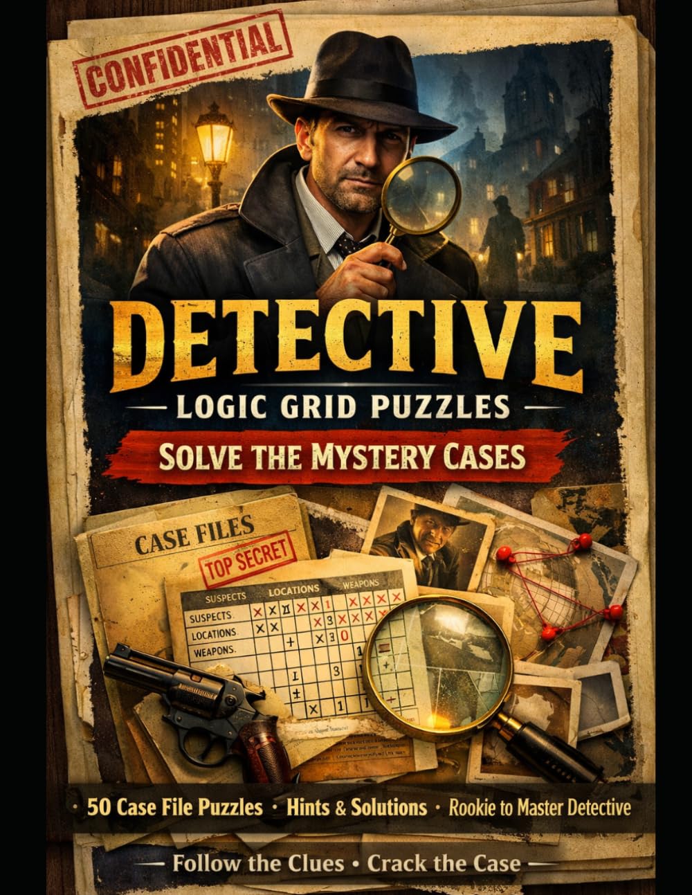 Detective Logic Grid Puzzles: Solve the Mystery Cases: 50 Case File Puzzles with Story, Hints and Progress Tracking | Easy to Hard Brain Teasers for ... Deductive Reasoning and Logic Challenge Book