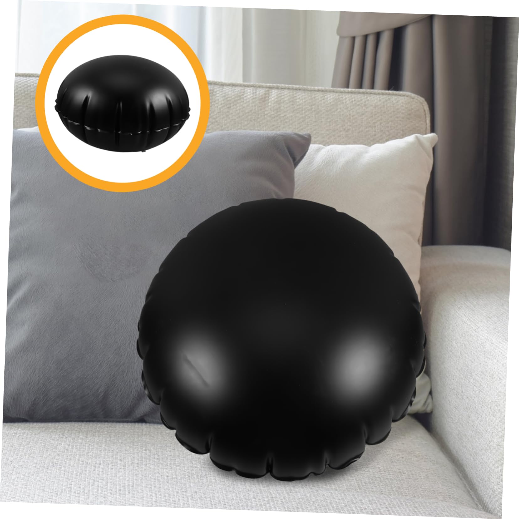BESTOYARD Cuscino Autogonfiabile Rotondo in Pvc Nero, Cuscino da Campeggio Gonfiabile per Viaggi in Auto e Avventure All'aperto, Rapido da Gonfiare