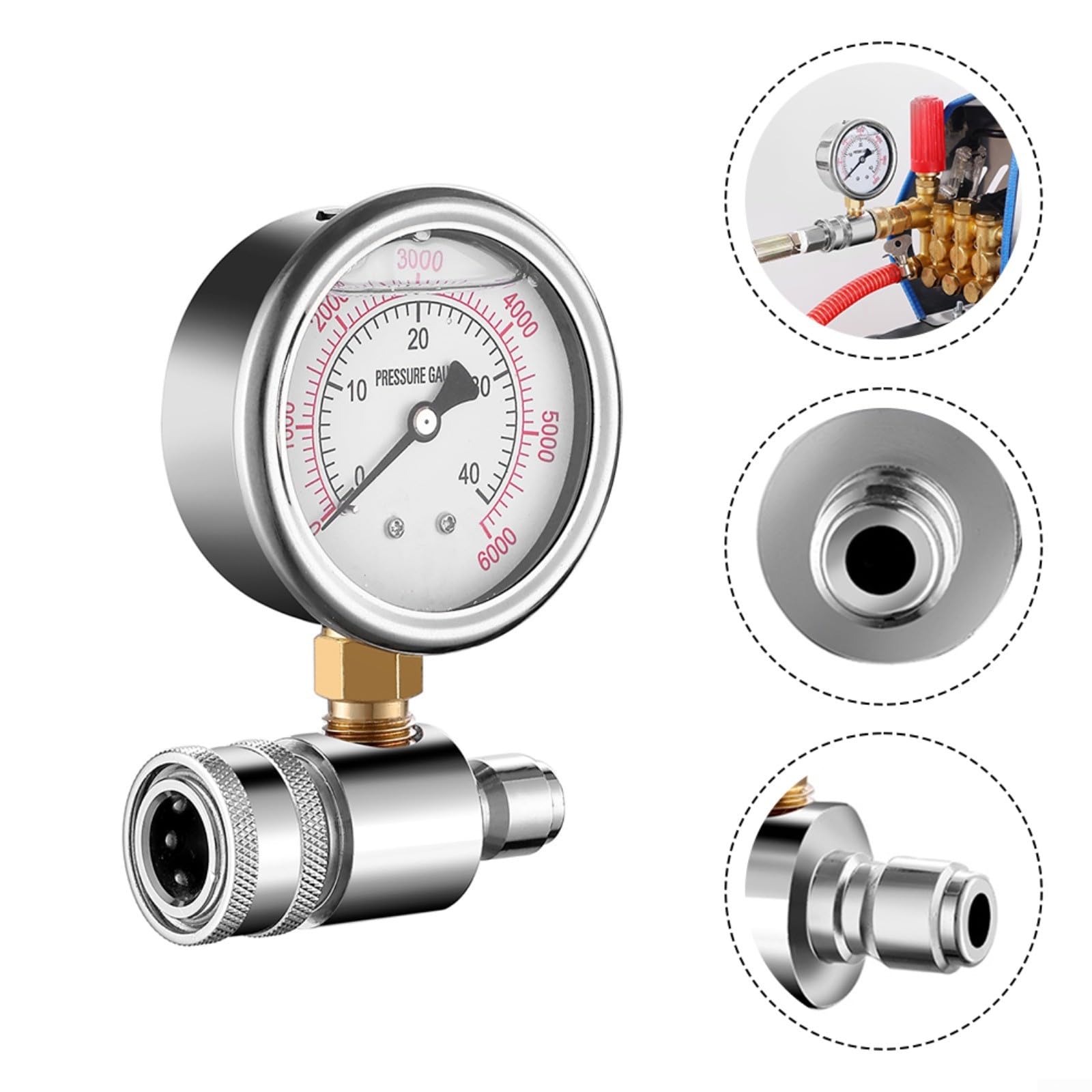 Manomètre d'eau pour nettoyeur haute pression 6000 psi haute pression 3/8" pièces de raccordement rapide