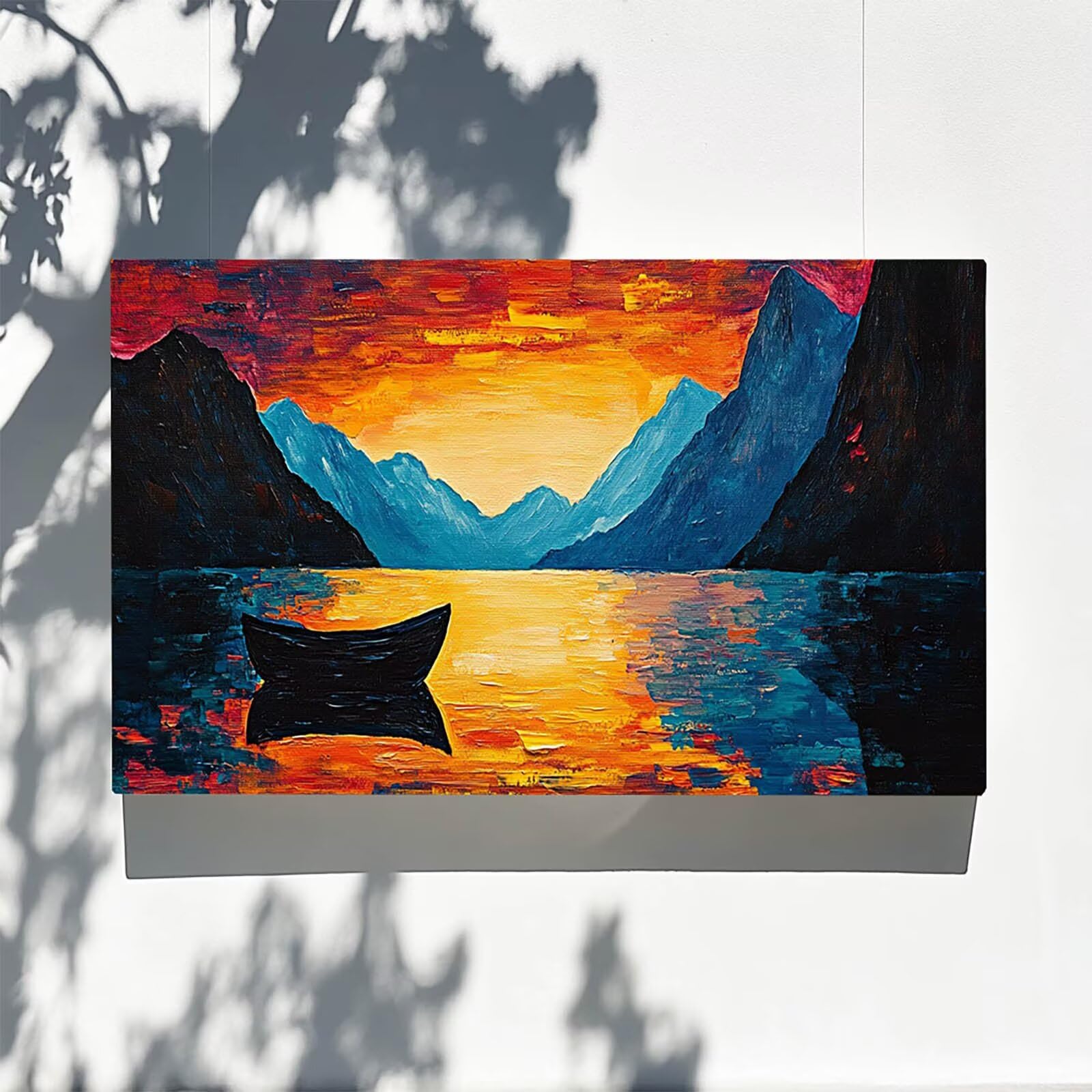 DIY Malen nach Zahlen Erwachsene Berg Malen nach Zahlen ab 7 jahre Mädchen Boot Kreativ set für Erwachsene mit Leinwand Acrylfarben set und Pinsel, Bastelset zum Bemalen für Wanddeko 80X160cm 7w-J-4