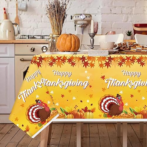 Miniatura 7 de Manteles de otoño de 3 piezas de Acción de Gracias, hoja de arce, calabaza, pavo, mantel de otoño para cosecha de Acción de Gracias, cena familiar,