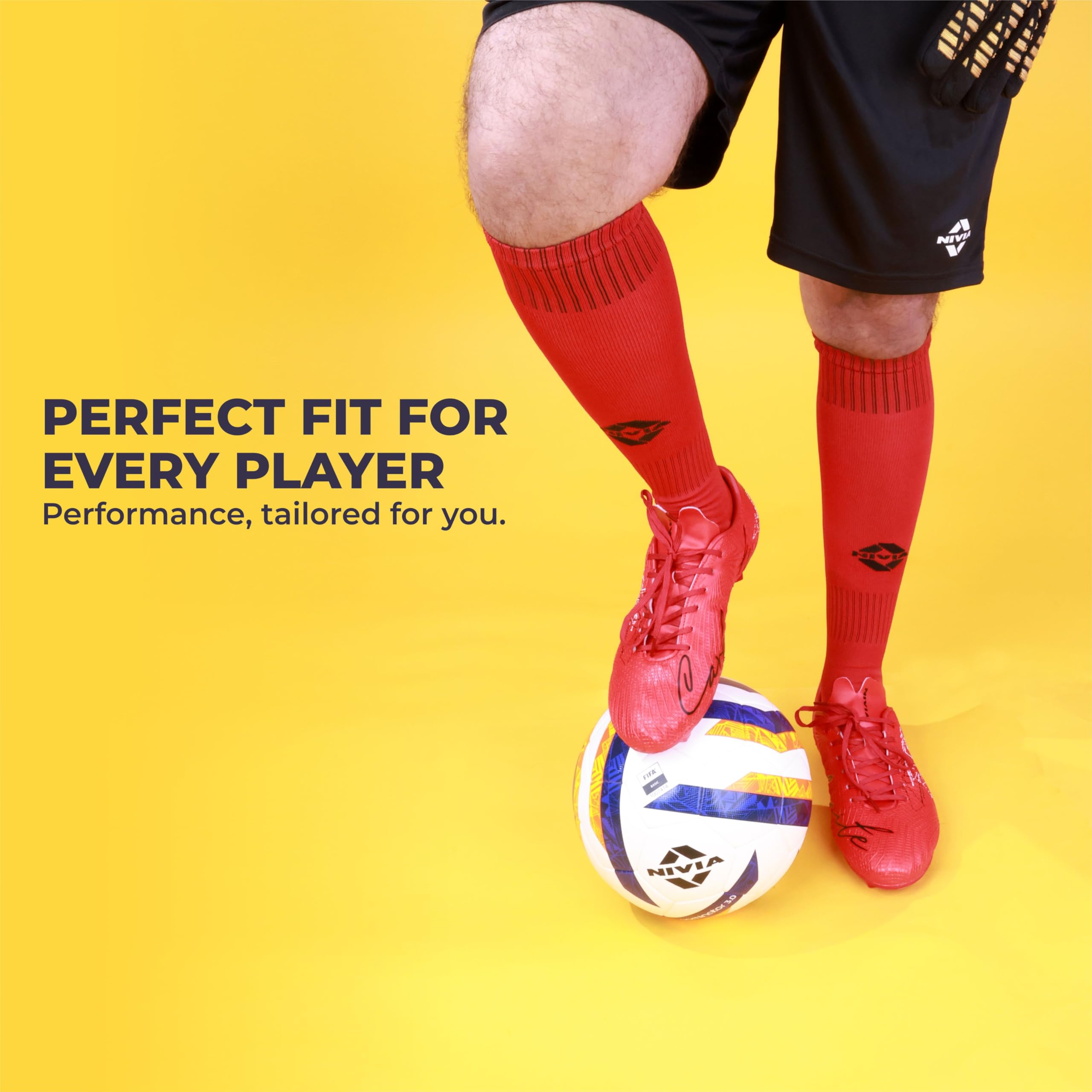 Nivia Plain Encounter Football Stockings for Men & Women, Knee Length Stockings, Football Socks, Soccer Socks, (Red/Black) Size-L 1
