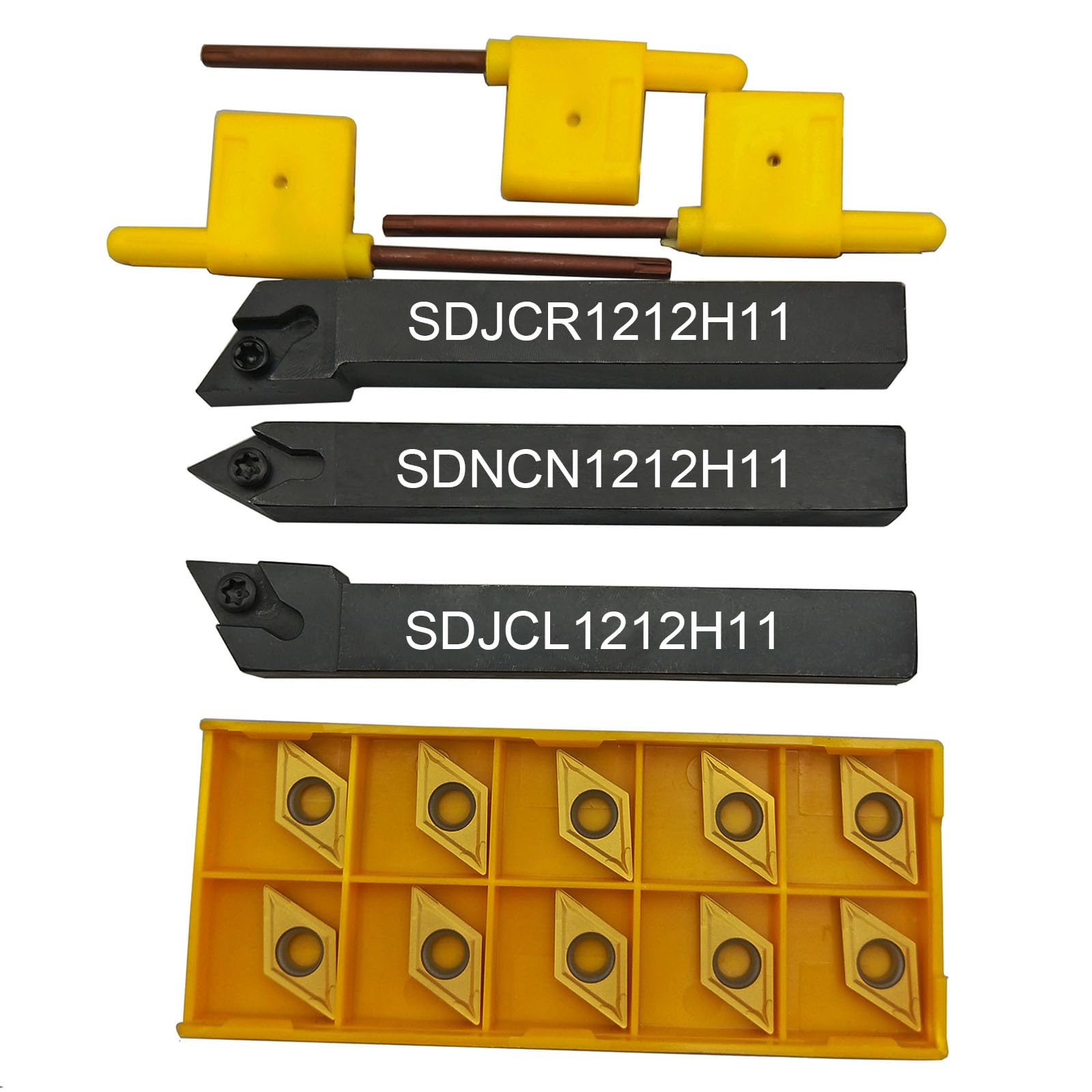 Scalpello da 1/2" SDJCR SDNCN SDJCL1212H11 supporto per tornio CNC + DCMT11 | Tornio in acciaio 12 x 12 CNC, tornio in metallo duro DCMT11T304 / DCMT32.51, tornio indexabile in metallo duro