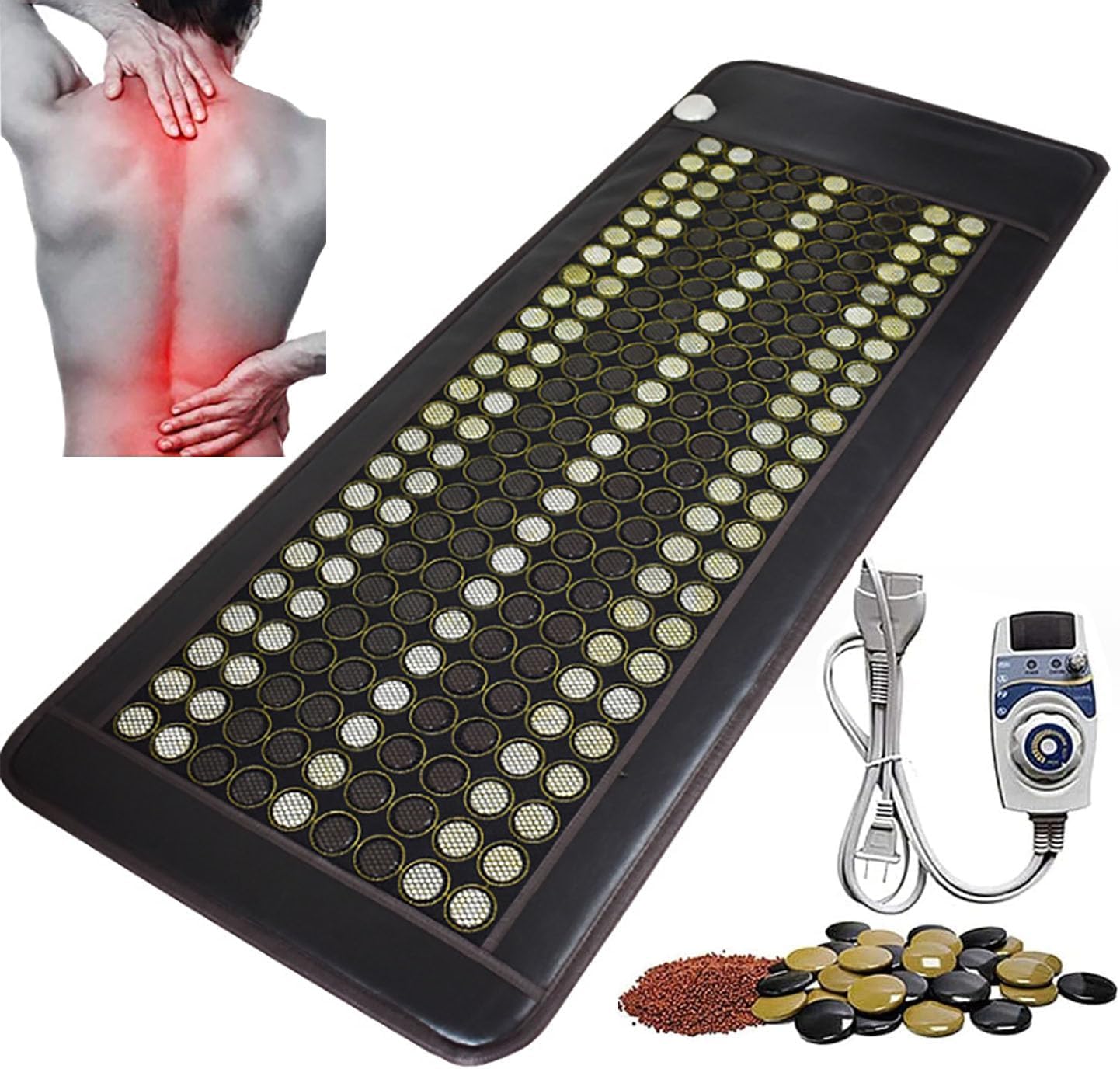 ICEMOB Infrared Heating Pad,Professional Full Body Massage Mat with Heat,Natural Jade and Tourmaline Stones,Electric Heat Pad for Office,Home,Travel,Appointment Time,C