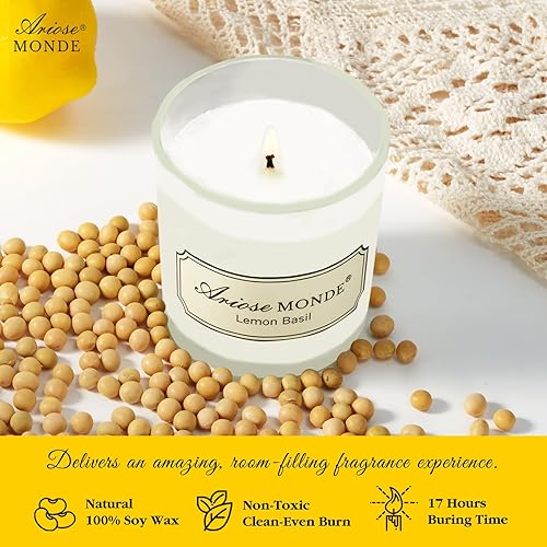 Miniatura 6 de Juego de difusor de varillas y velas perfumadas, varillas difusoras de aceite de albahaca y limón, difusor de fragancia y velas de cera de soja en