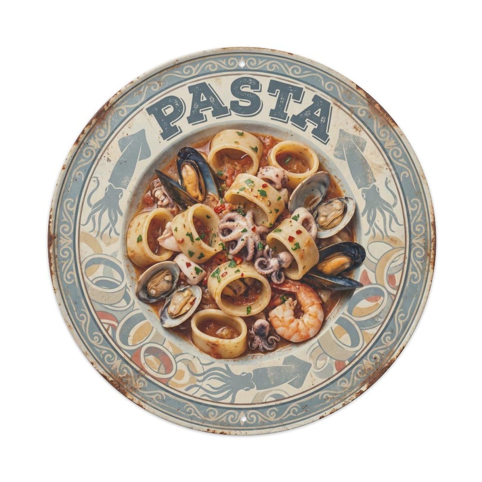 Pasta Kitchen Cucina Italiana Classic Illustration Metal Tin Sign